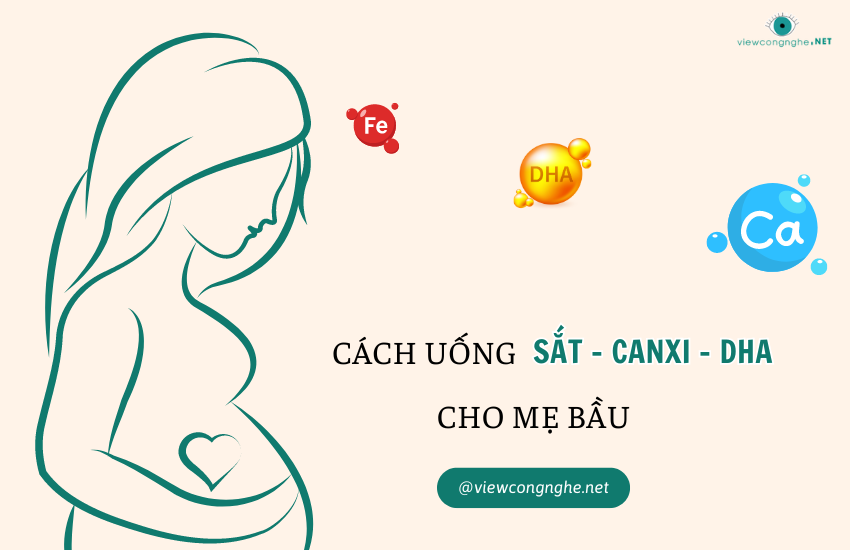 Cach uong sat canxi va dha cho ba bau 3 thang dau